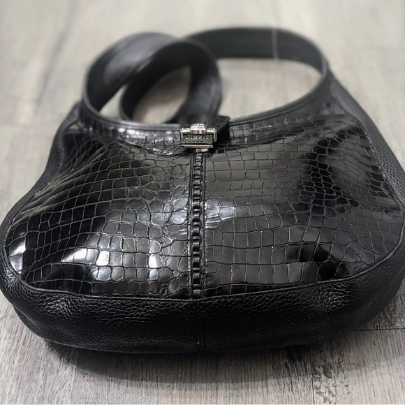 Brighton Leather Alligator Embossed Pre-owned Handbag NWOT - Picture 4 of 8